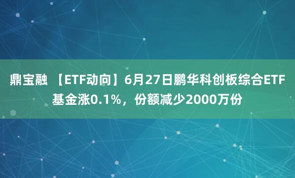 鼎宝融 【ETF动向】6月27日鹏华科创板综合ETF基金涨0.1%，份额减少2000万份