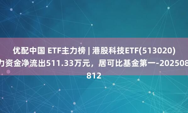 优配中国 ETF主力榜 | 港股科技ETF(513020)主力资金净流出511.33万元，居可比基金第一-20250812